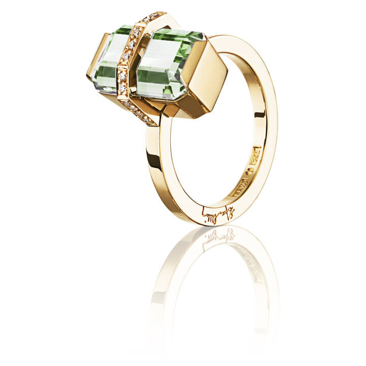 Little Bend Over - Green Quartz Ring Guld i gruppen Ringar / Diamantringar hos SCANDINAVIAN JEWELRY DESIGN (13-101-01962)