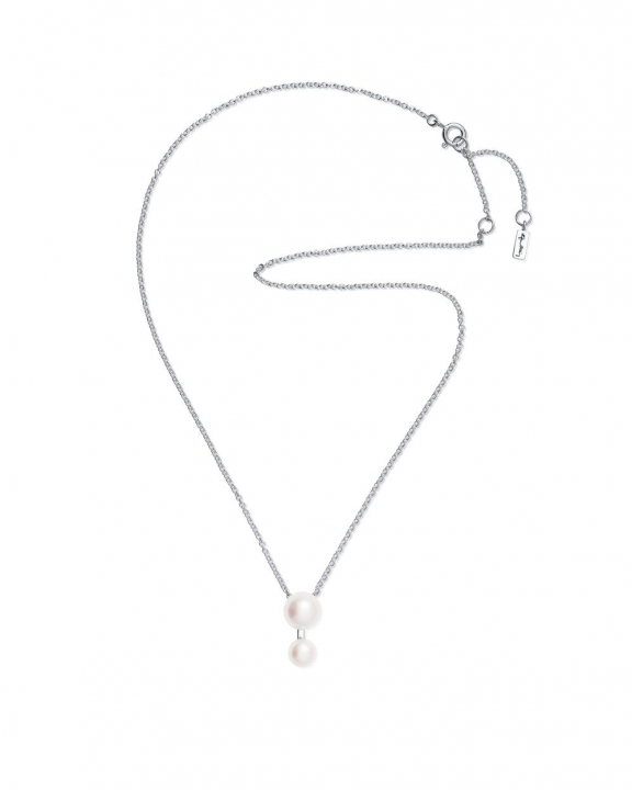 Drip Drop Pearl Necklace Silver i gruppen Halsband / Silverhalsband hos SCANDINAVIAN JEWELRY DESIGN (10-100-02227-4045)