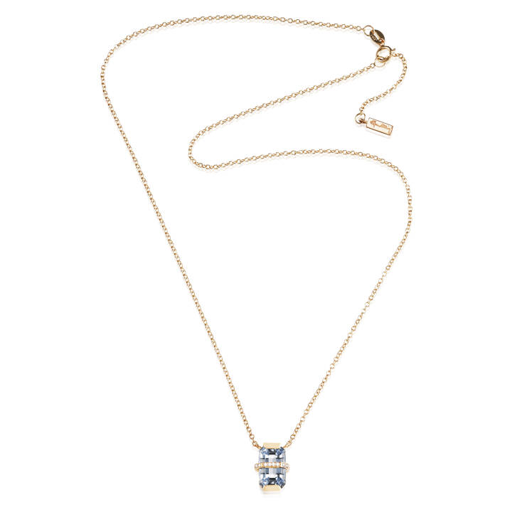Little Bend Over - Aquamarine Halsband Guld 42-45 cm i gruppen Halsband / Diamanthalsband hos SCANDINAVIAN JEWELRY DESIGN (10-101-01959-4245)