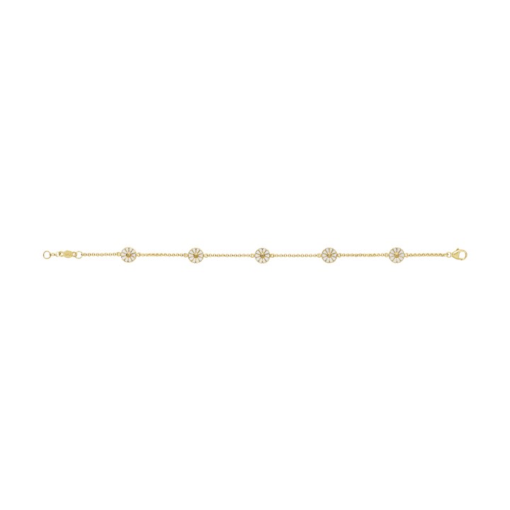 DAISY Armband Silver guldpläterad WHITE ENAMEL 5X7 MM DAISY 18.5 cm i gruppen Armband / Silverarmband hos SCANDINAVIAN JEWELRY DESIGN (10018927)