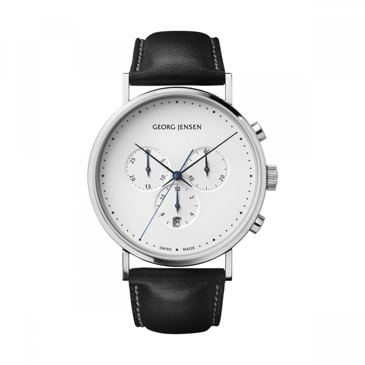 KOPPEL Klocka 41MM CHRONO QUARTZ, WHITE DIAL, BLACK CALF STRAP i gruppen Accessoarer / Klockor hos SCANDINAVIAN JEWELRY DESIGN (10019587)