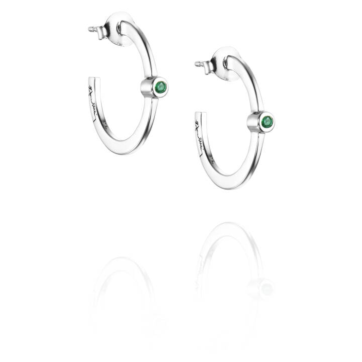 Micro Blink Hoops – Green Emerald Örhänge Silver