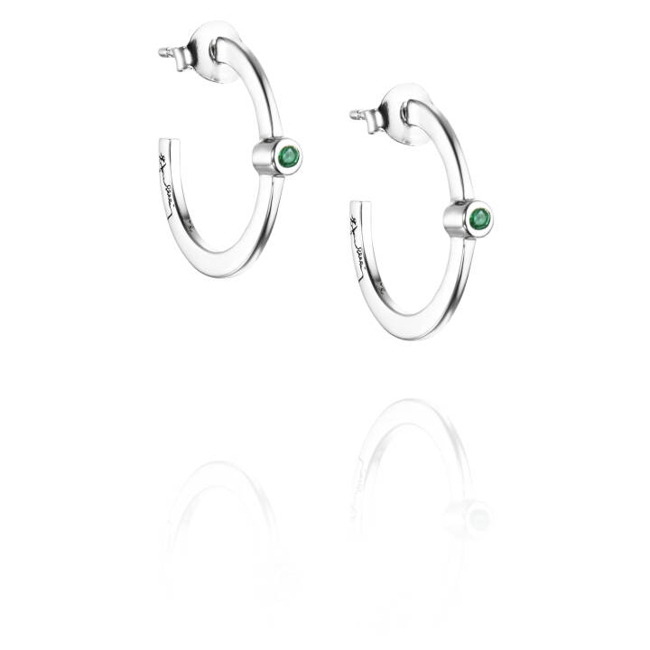 Micro Blink Hoops - Green Emerald Örhänge Silver i gruppen Örhängen / Silverörhängen hos SCANDINAVIAN JEWELRY DESIGN (12-100-01895-0000)