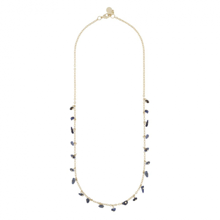 Capri stone charm neck gold blue 45 cm