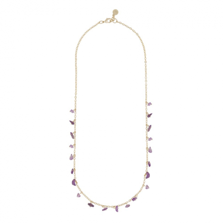 Capri stone charm neck gold purple 45 cm