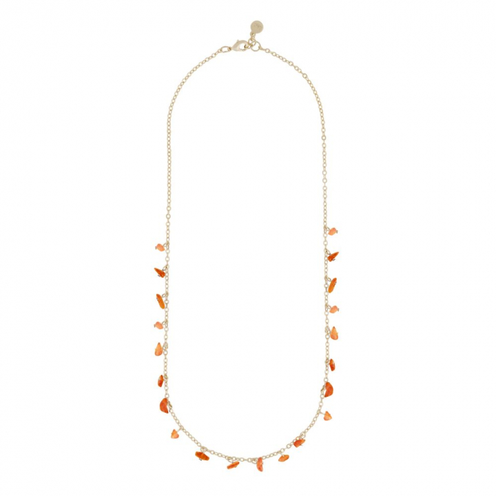 Capri stone charm neck gold orange 45 cm