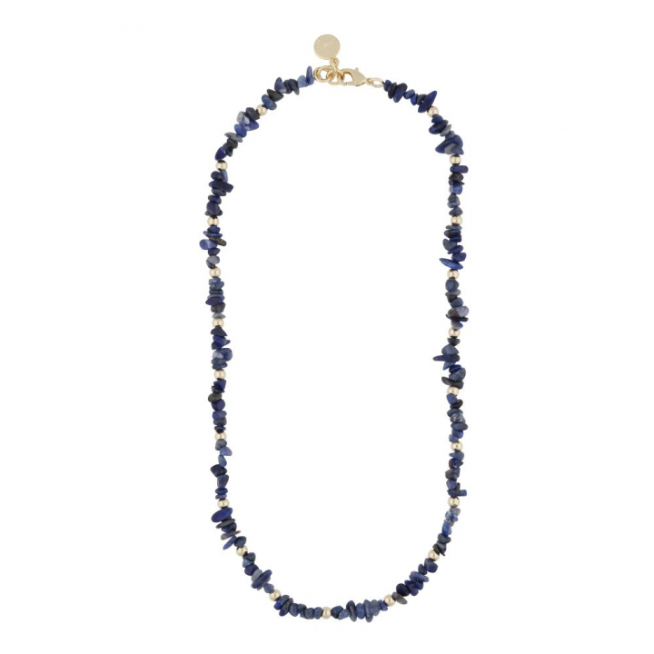 Capri stone neck gold blue 42 cm i gruppen Halsband / Guldhalsband hos SCANDINAVIAN JEWELRY DESIGN (1274-0342-185-42)