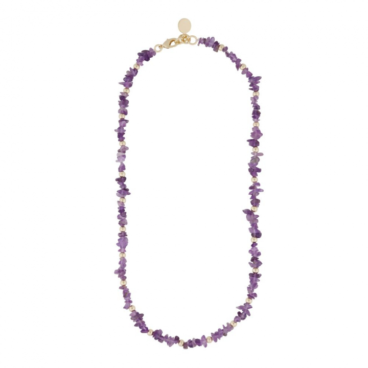 Capri stone neck gold purple 42 cm i gruppen Halsband / Guldhalsband hos SCANDINAVIAN JEWELRY DESIGN (1274-0342-356-42)