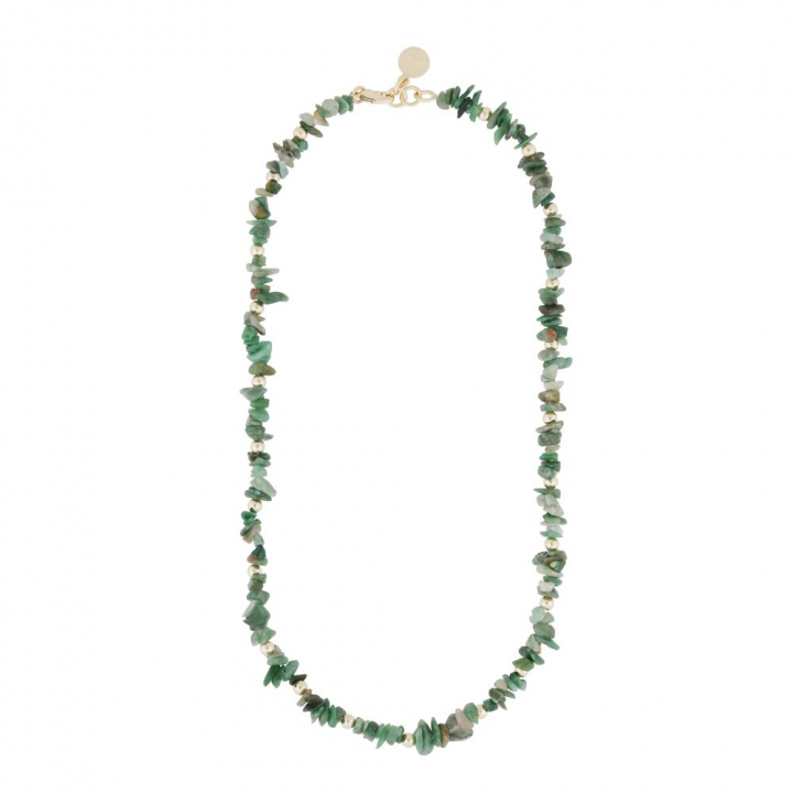 Capri stone neck gold green 42 cm i gruppen Halsband / Guldhalsband hos SCANDINAVIAN JEWELRY DESIGN (1274-0342-397-42)