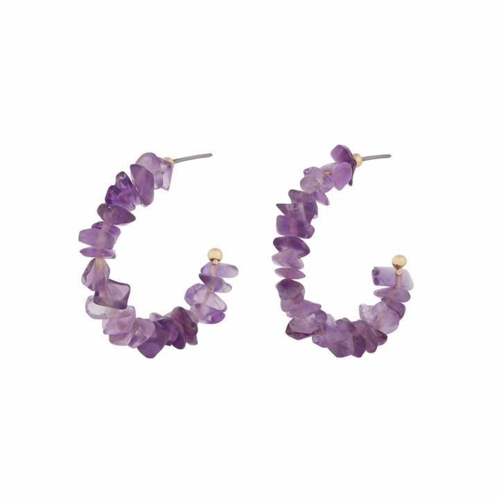 Capri oval ear gold purple i gruppen Örhängen / Guldörhängen hos SCANDINAVIAN JEWELRY DESIGN (1274-6200-356-ONE)