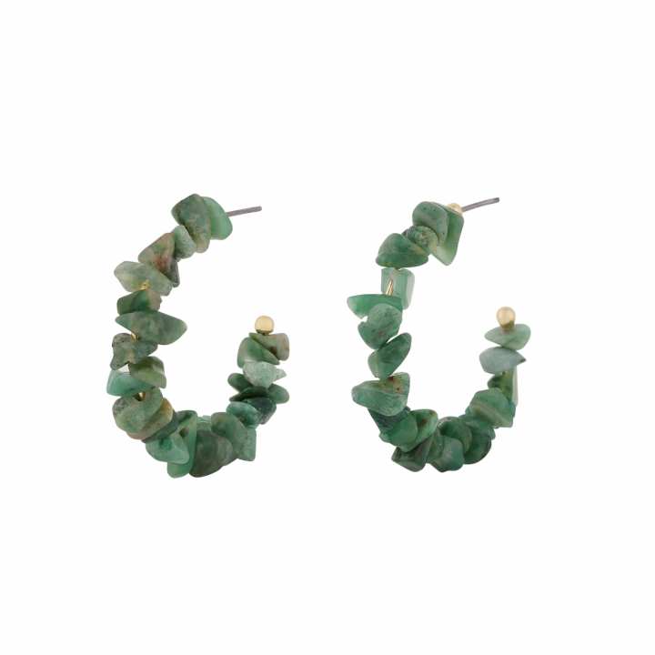 Capri oval ear gold green i gruppen Örhängen / Guldörhängen hos SCANDINAVIAN JEWELRY DESIGN (1274-6200-397-ONE)