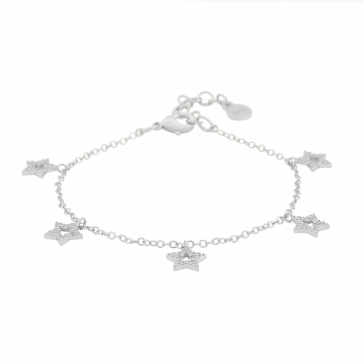 Wish charm brace Silver/clear-Onesize i gruppen Armband / Silverarmband hos SCANDINAVIAN JEWELRY DESIGN (1282-3200-012-ONE)