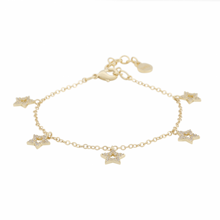 Wish charm brace Gold/clear-Onesize i gruppen Armband / Guldarmband hos SCANDINAVIAN JEWELRY DESIGN (1282-3200-251-ONE)