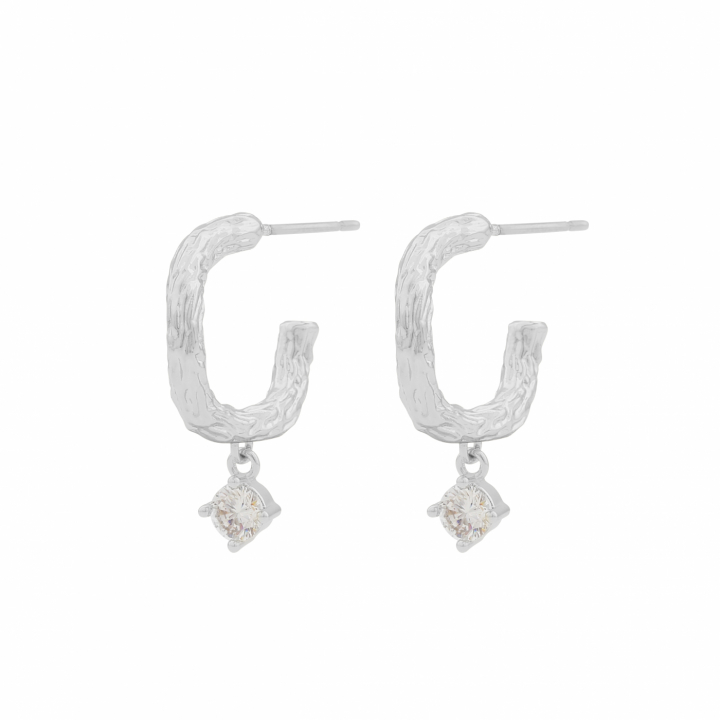 Oz oval pendant ear Silver/clear-Onesize i gruppen Örhängen / Silverörhängen hos SCANDINAVIAN JEWELRY DESIGN (1286-7000-012-ONE)