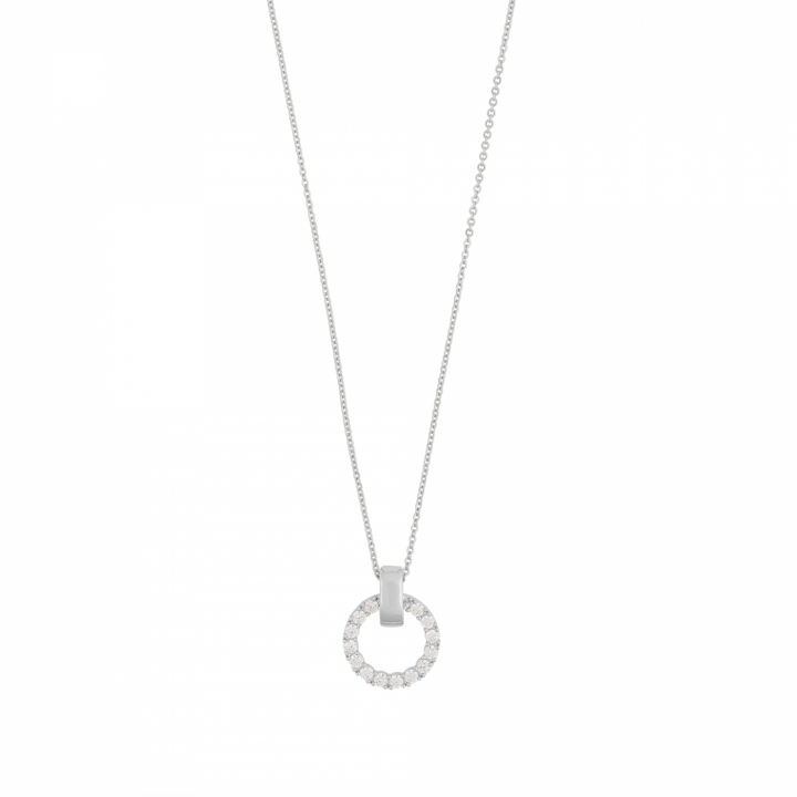 East round pendant neck 45 Silver/clear-45 cm