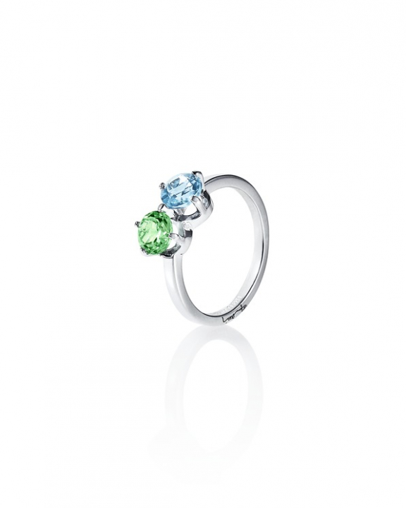 The Sea & I Ring Silver Green Sapphire/Topaz 15.50