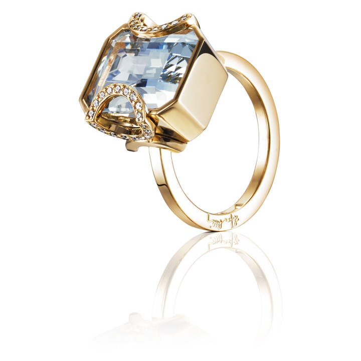 Little Magic Star - Aquamarine Ring Guld i gruppen Ringar / Förlovning & vigselringar hos SCANDINAVIAN JEWELRY DESIGN (13-101-01241)