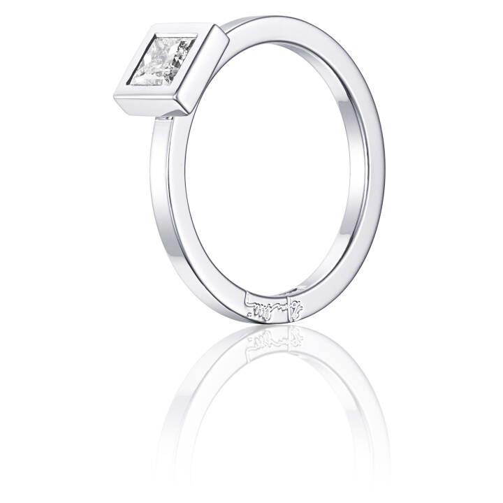Princess Wedding Thin 040 ct Ring Vitguld 15.00 mm