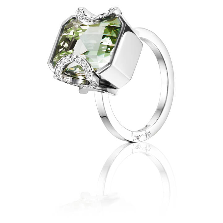 Little Magic Star – Green Quartz Ring Vitguld 17.50 mm