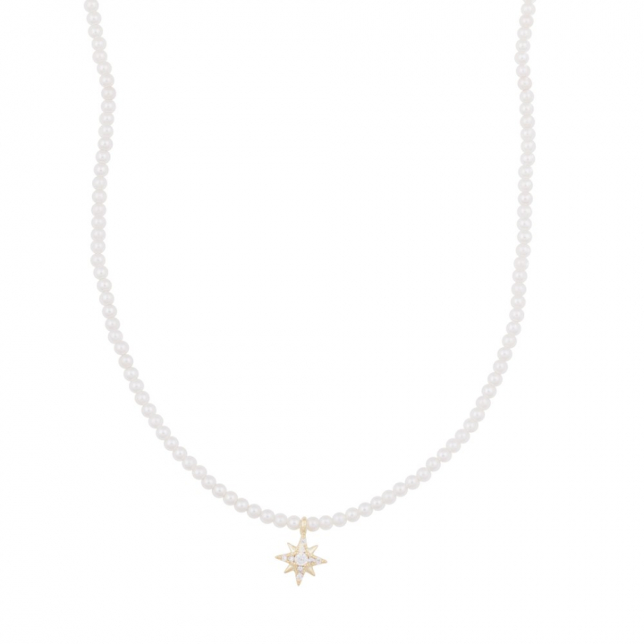 Stellaris pendant pearl Halsband Guld i gruppen Halsband / Guldhalsband hos SCANDINAVIAN JEWELRY DESIGN (1357-0342-362)