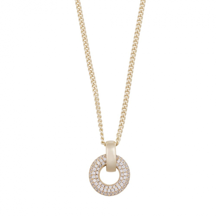 Liz big double ring crystal pendant Halsband Guld i gruppen Halsband / Guldhalsband hos SCANDINAVIAN JEWELRY DESIGN (1359-0160-251)