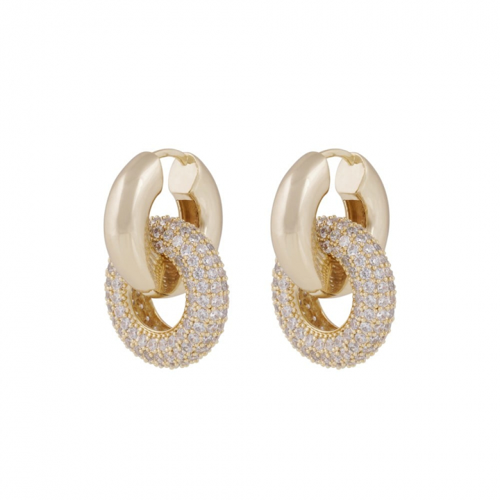 Liz double ring crystal Örhängen Guld i gruppen Örhängen / Guldörhängen hos SCANDINAVIAN JEWELRY DESIGN (1359-6200-251)