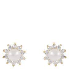 Line pearl Örhängen Guld i gruppen Örhängen / Pärlörhängen hos SCANDINAVIAN JEWELRY DESIGN (1360-6600-362)