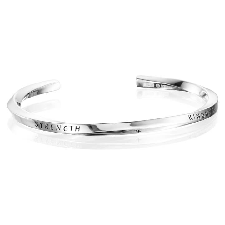 Strength & Kindness Slim Cuff Armband Silver