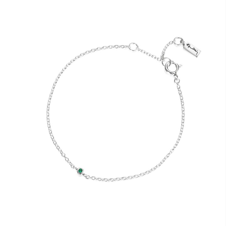 Micro Blink - Green Emerald Armband Silver 16-19 cm i gruppen Armband / Silverarmband hos SCANDINAVIAN JEWELRY DESIGN (14-100-01893-1619)