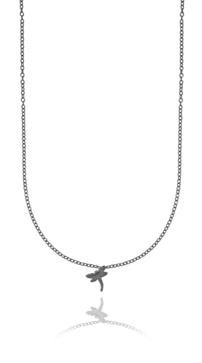 Dragonfly halsband Black 40-45 cm i gruppen Halsband / Silverhalsband hos SCANDINAVIAN JEWELRY DESIGN (1422140005)