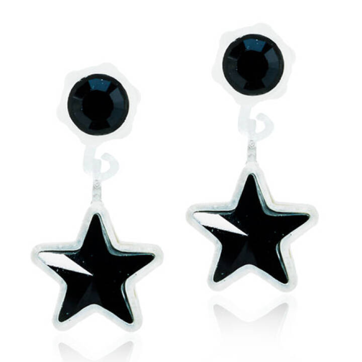 Medical Plastic Pendant Star 4/6 mm Jet Örhänge