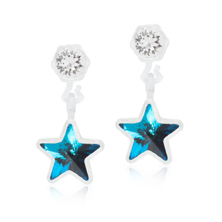 Medical Plastic Pendant Star 4/6 mm Crystal/aquamarine Örhänge