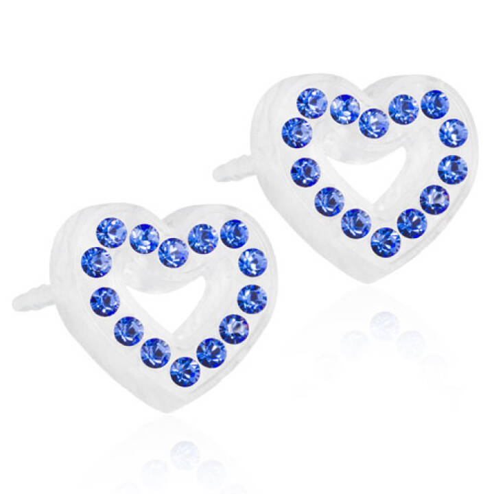 Medical Plastic Brilliance Heart Hollow 10 mm Sapphire Örhänge