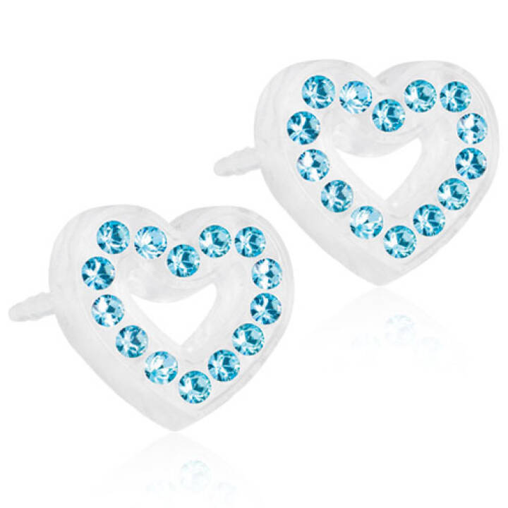 Medical Plastic Brilliance Heart Hollow 10 mm Aquamarine Örhänge