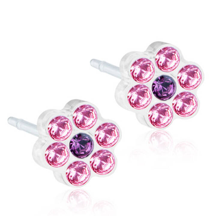 Medical Plastic Daisy 5 mm Light rose/Amethyst Örhänge