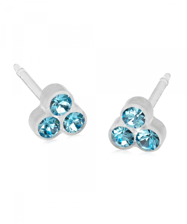 Clover 6 mm, Aquamarine Medical Plastic i gruppen Örhängen hos SCANDINAVIAN JEWELRY DESIGN (15-0125-05)