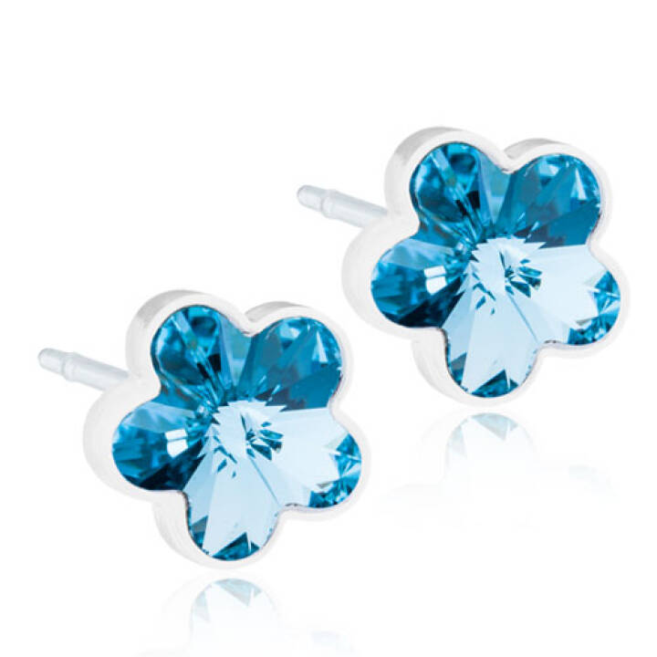 Medical Plastic Flower 6 mm Aquamarine Örhänge