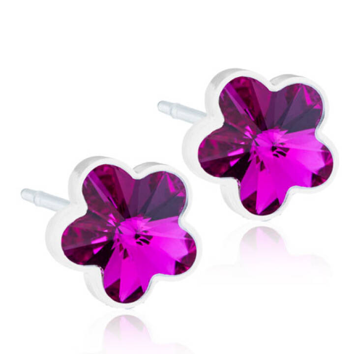 Medical Plastic Flower 6 mm Fuchsia Örhänge