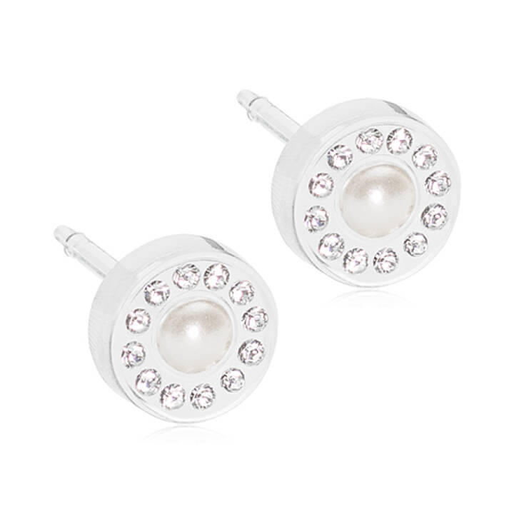 Medical Plastic Brilliance Halo Pearl 6 mm White Örhänge