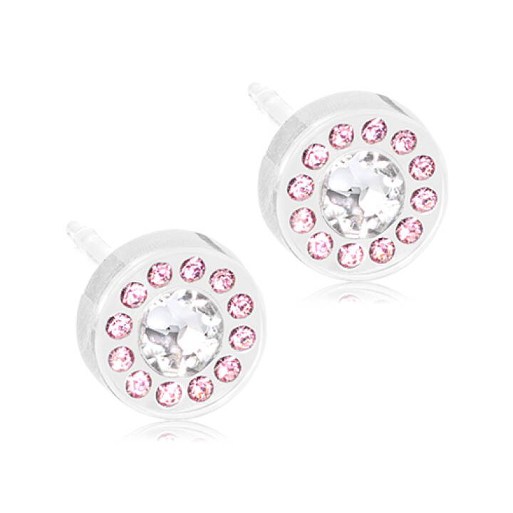 Medical Plastic Brilliance Halo 6 mm Light rose/crystal Örhänge