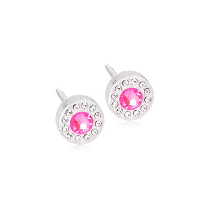 Medical Plastic Brilliance Halo 6 mm Crystal/shiny rose Örhänge