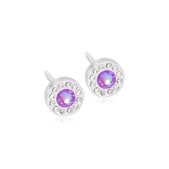 Medical Plastic Brilliance Halo 6 mm Crystal/shiny violet Örhänge