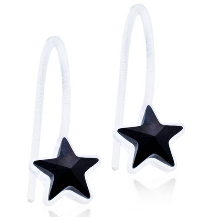 Medical Plastic Pendant Fixed Star 6 mm Jet Örhänge