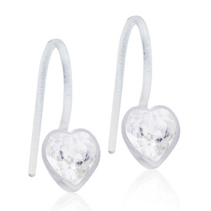 Medical Plastic Pendant Fixed Heart 6 mm, Crystal Örhänge i gruppen Örhängen hos SCANDINAVIAN JEWELRY DESIGN (15-0180-2101)