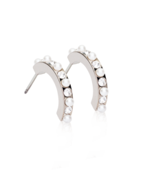 NT Pendant Mixed Curved 15 mm, Crystal/White i gruppen Örhängen / Pärlörhängen hos SCANDINAVIAN JEWELRY DESIGN (15-12147-159)