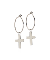 NT Ear Ring 14 mm, Pendant Cross 11 mm i gruppen Örhängen / Silverörhängen hos SCANDINAVIAN JEWELRY DESIGN (15-1252-8600)