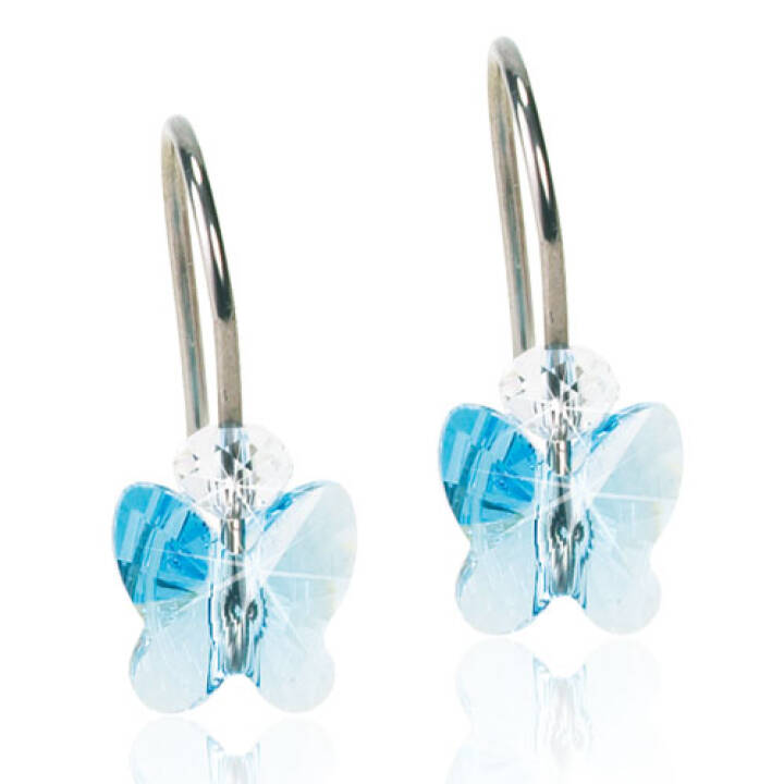 Natural Titanium Butterfly 8 mm Aquamarine Örhänge