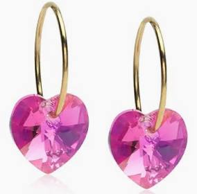 BLOMDAHL GT Ear Ring 14 mm Heart 10 mm Rose