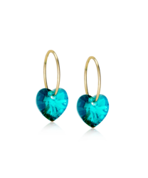 GT Ear Ring 14 mm, Heart 10 mm, Turquoise i gruppen Örhängen / Guldörhängen hos SCANDINAVIAN JEWELRY DESIGN (15-1355-11)