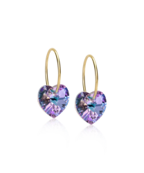 GT Ear Ring 14 mm, Heart 10 mm, Lilac i gruppen Örhängen / Guldörhängen hos SCANDINAVIAN JEWELRY DESIGN (15-1355-76)